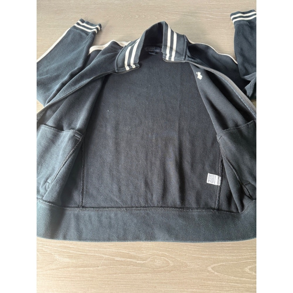 Polo Ralph Lauren Mens Full Zip Track Jacket Black & White Stripes - Picture 12 of 16